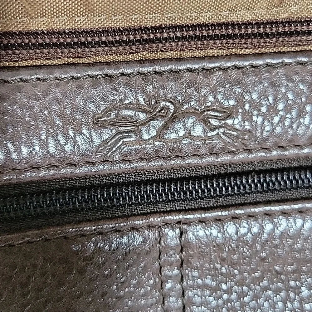 Longchamp Brown Leather Messenger Crossbody Bag